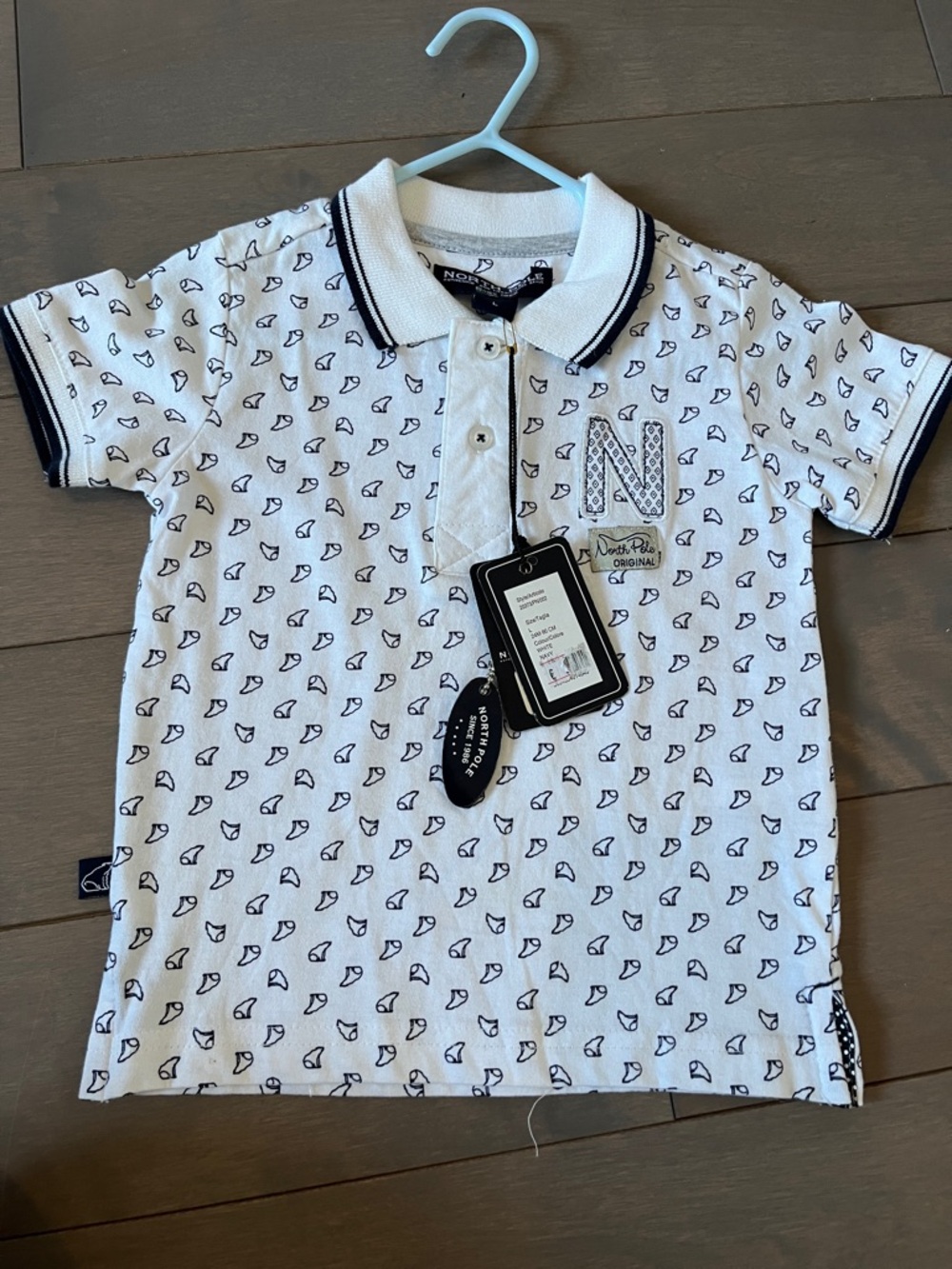 Kids White Polo Shirt with Navy Trim - Original Brand